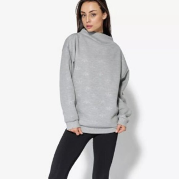 Adidas Grey Sweatshirt Ghost Logo Print High Neck - Picture 1 of 7